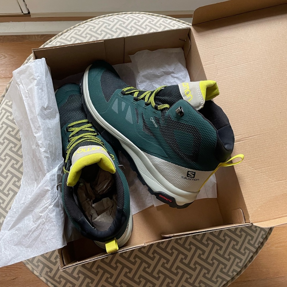 Salomon Outline Mid Gtx Green Trail Hiking Boots Shoes Mens 12.5 New in box